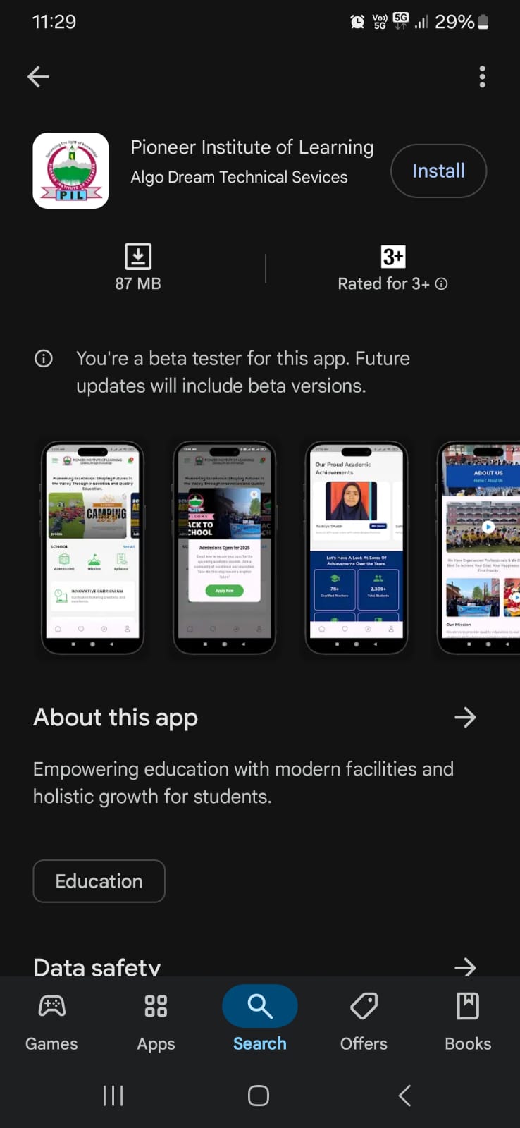 Pioneer Institute Mobile App main screen
